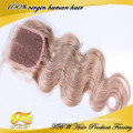 Unprocessed natural black middle parting Body Wave swiss lace closures virgin peruvian human hair lace closures